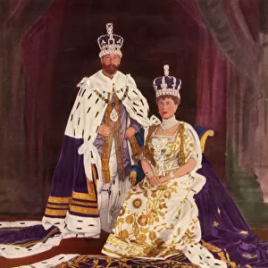 Their Majesties King George V and Queen Mary in their coronation robes, 1911, (1951)