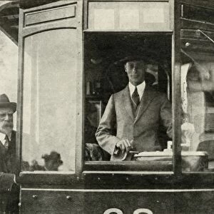His Majesty Driving A Tram Through The Streets Of Glasgow... 1924, 1937. Creator: Unknown