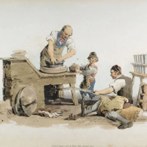 Making flower pots, 1808. Artist: William Henry Pyne