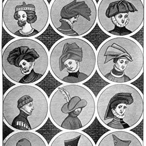 Male headdresses, 14th century, (1910)