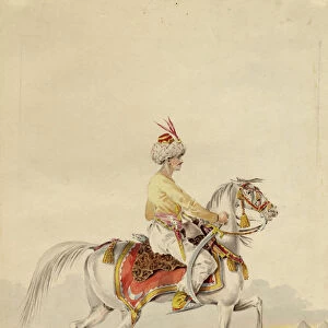 Mamluk on horseback, ca 1825. Artist: Anonymous