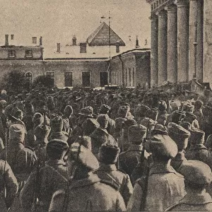 Manifestation of revolutionary troops in front of the State Duma during the February Revolution, 191 Artist: Steinberg, Yakov Vladimirovich (1882-1942)