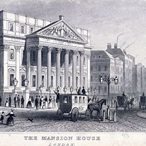 Mansion House (exterior), London, c1830. Artist: R Acon