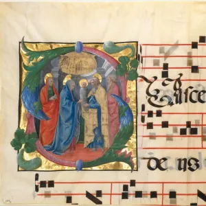 Manuscript Illumination with the Presentation in the Temple in an Initial S, 1450-60