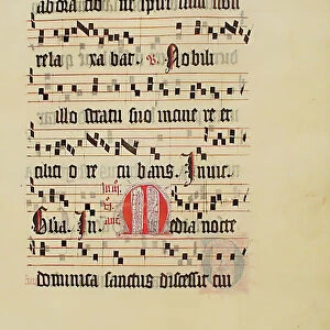 Manuscript Leaf with Initial M, from an Antiphonary, German, second quarter 15th century