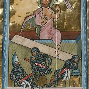 Manuscript Leaf with the Resurrection, from a Psalter, German, mid-13th century