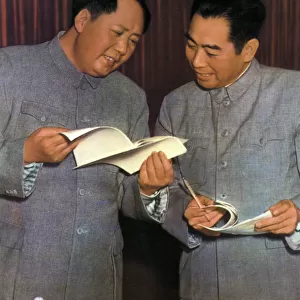 Mao Zedong and Zhou Enlai, Chinese Communist leaders, c1950s(?)