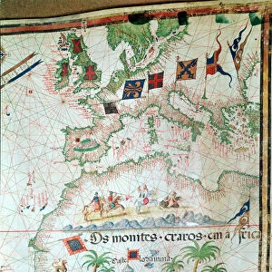 Map by Bastian Lopez showing Europe, the British Isles and part of Africa, Portuguese, 1558. Artist: Bastiaim Lopez