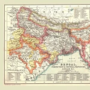 Map of Bengal, the North West and Central Provinces, and Assam, 1902. Creator: Unknown