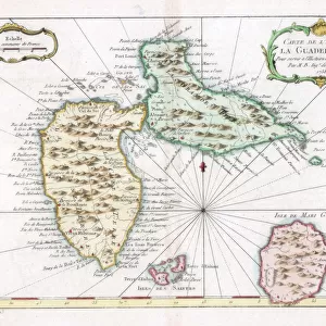 Map of the Caribbean island of Guadeloupe, c1764