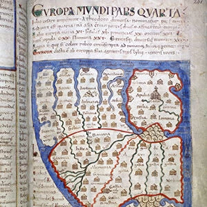 Map of Europe, a page from Liber Floridus, 12th century
