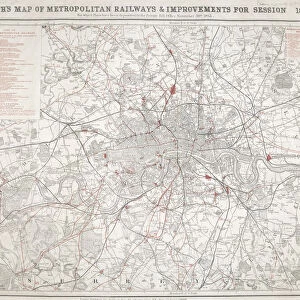 Map of Greater London showing the Metropolitan Railways and improvements in 1866