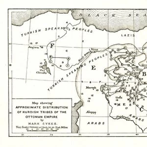 Map showing Approximate Distribution of Kurdish Tribes of the Ottoman Empire, c1915