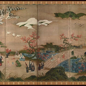 Maple viewers. A six-section folding screens, 16th century. Artist: Hideyori, Kano (active 1565-1576)