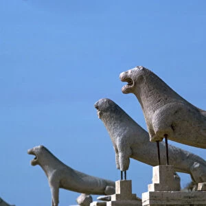 Marble lions at Delos in Greece, 7th century BC