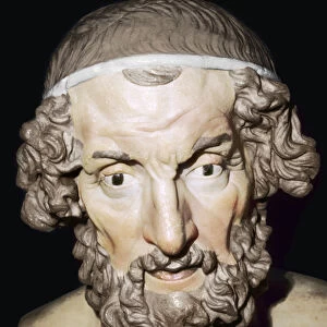 Marble portrait bust of Homer, Roman, from Baiae, Campania, Italy, 1st-2nd century