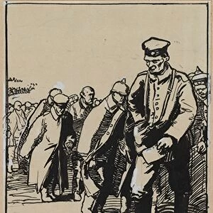 Marche dun groupe de prisonniers allemands, 1914. Creator: Auguste Louis Lepere (French