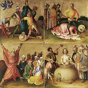 Martyrdom of the Apostles. Left panel. Artist: Lochner, Stephan (ca 1400 / 10-1451)