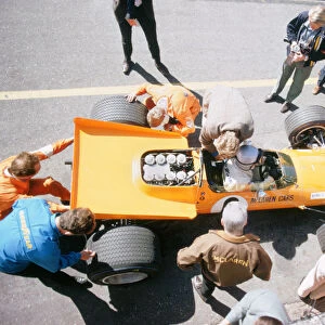 McLaren M74, Bruce McLaren 1969 British Grand Prix. Creator: Unknown