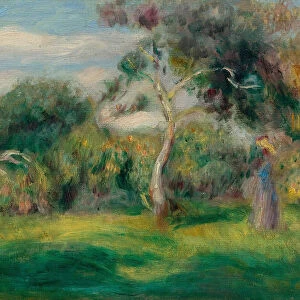 Meadow, trees and women, ca 1899