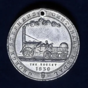 Medal commemorating the centenary of the birth of George Stephenson, railway engineer, 1881