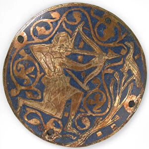 Medallion with Archer Shooting Bird, French, ca. 1240-60. Creator: Unknown
