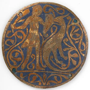 Medallion with Man Fighting Basilisk, French, ca. 1240-60. Creator: Unknown