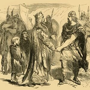 Meeting of Edmund Ironside and Canute, on the Isle of Alney, in the Severn, c1890