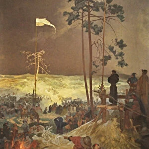 The Meeting Na Krizkach (The cycle The Slav Epic). Artist: Mucha, Alfons Marie (1860-1939)