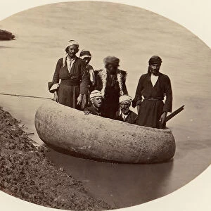 Six Men in a Round Boat, Baghdad, ca. 1870. Creator: Unknown