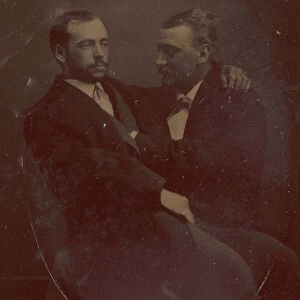 Two Men Seated, One in the Others Lap, with Their Hands in Suggestive Positions, 1880s