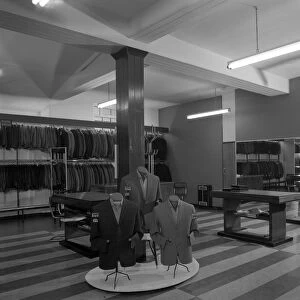 Mens clothes shop interior, Alexandre of Oxford Street, Mexborough, South Yorkshire, 1963