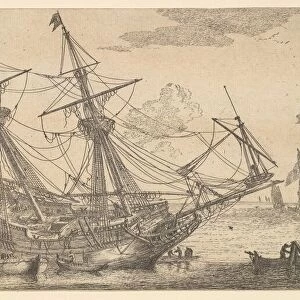 A Merchant Man Careened for Caulking the Hull, 17th century. Creator: Reinier Zeeman