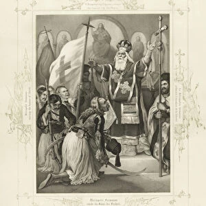 The Metropolitan Germanos raising the banner of freedom (From the Album of Greek Heroism), ca 1835. Artist: Hess, Peter von (1792?1871)