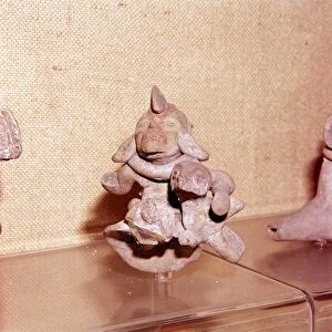 Mexican Terracotta Group, Pre-Columbian, from a grave, Aztec culture, 1300-1521