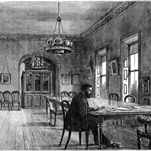 Michael Davitt in the committee room of the Land League, Upper Sackville Street, Dublin, 1891