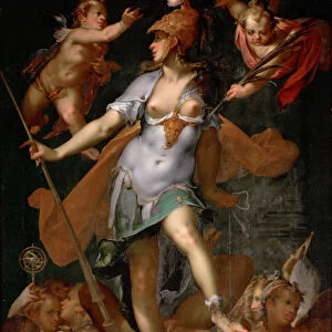 Minerva Victorious over Ignorance, ca 1591. Artist: Spranger, Bartholomeus (1546-1611)