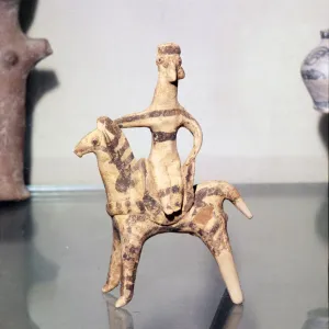 Minoan Clay Figurine Horse and Rider (Goddess), Terracotta, Arkhanes, Crete, c1400BC-c1100 BC