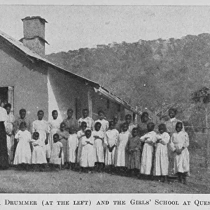 Miss Martha Drummer [at the left] and the Girls School at Quessua, 1922. Creator: Unknown