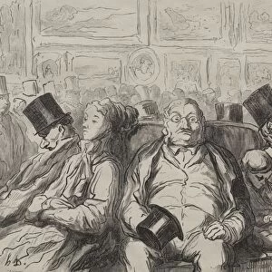 Moment of Rest in the Salon Carre. Creator: Honore Daumier (French, 1808-1879)
