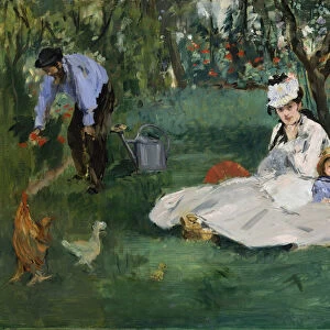 The Monet Family in Their Garden at Argenteuil, 1874. Creator: Edouard Manet