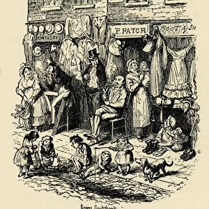 Monmouth Street, Soho, an illustration by G. Cruikshank for Dickens Sketches by Boz