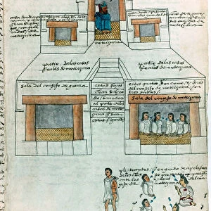 Montezuma II, last Aztec emperor, in his palace, early 16th century