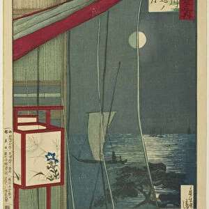 The Moon Beyond Shinagawa (Shinagawa mikoshi no tsuki), from the series "One Hundred Views... 1884. Creator: Kobayashi Kiyochika