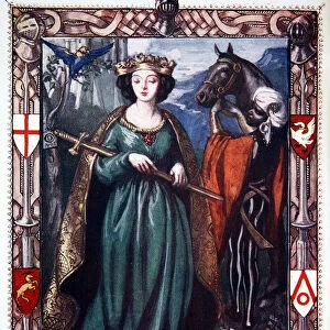 Morgan le Fay with Excalibur, 1905. Artist: Dora Curtis