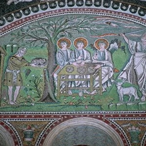 Mosaic of Abraham and three angels at the sacrifice of Isaac, 6th century
