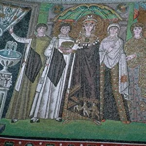 Mosaic of the Byzantine Empress Theodora and her court, 6th century