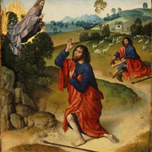 Moses and the Burning Bush, with Moses Removing His Shoes, ca 1465. Artist: Bouts