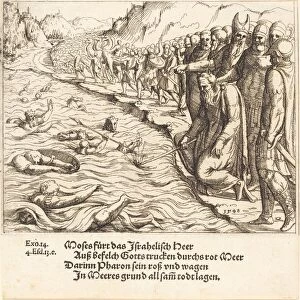 Moses Closing the Red Sea, 1548. Creator: Augustin Hirschvogel