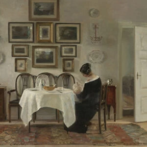 Mother and Child at the table. Artist: Holsoe, Carl (1863-1935)